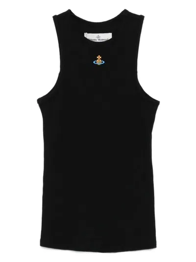 Vivienne Westwood 90s Orb-embellished Ribbed Tank Top Clothing In Black