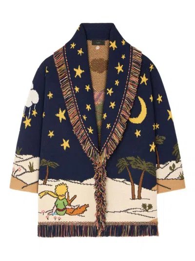 Alanui The Little Prince Long Cardigan With Fringe In Black