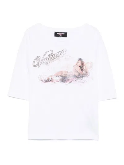 Dsquared2 Logo Cotton T Shirt In White