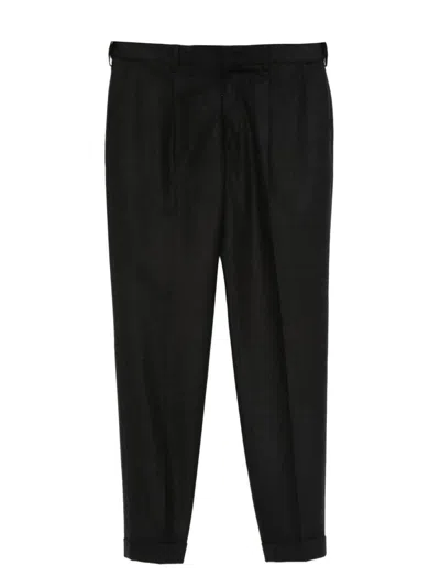 Cellar Door Cambridge Trousers Cuffed Hems In Black