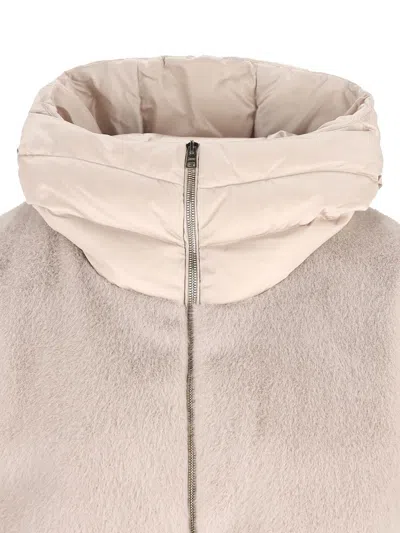 Herno Quilted-panel Faux-fur Jacket In Neutral