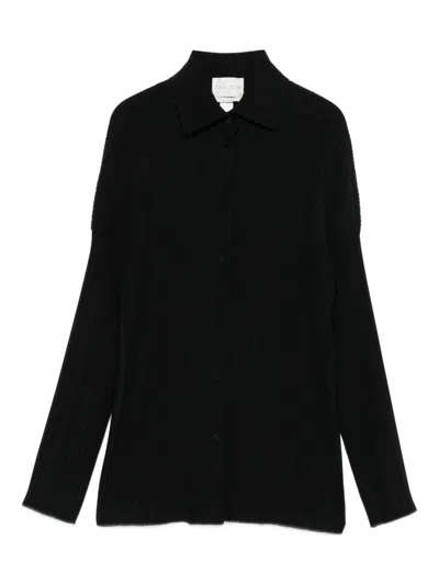 Forte Forte Ribbed Buttton-up Shirt In Black