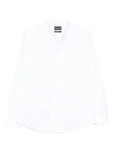 Emporio Armani Mandarin-collar Cotton Shirt In White