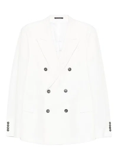 Emporio Armani Double-breasted Blazer Featuring Buttoned Cuffs In White