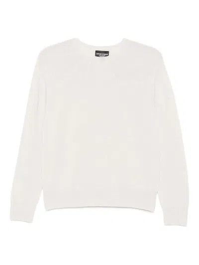 Emporio Armani Long Sleeve Crew Neck Knitwear Top In White