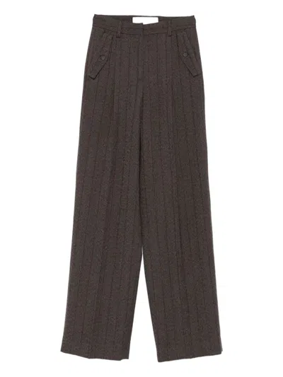 Golden Goose Brown Pinstripe Wool Wide-leg Trousers In Brown