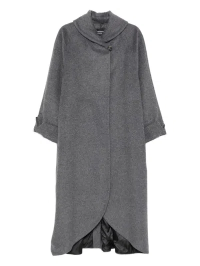 Emporio Armani Mid-length Coat With Collar And Back Vent In Gray