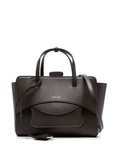 Hidesins Flap Medium Leather Tote In Brown
