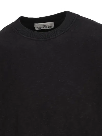 Stone Island Organic Cotton Crew Neck Sweater With English Ribs Knitwear Blue In Blue