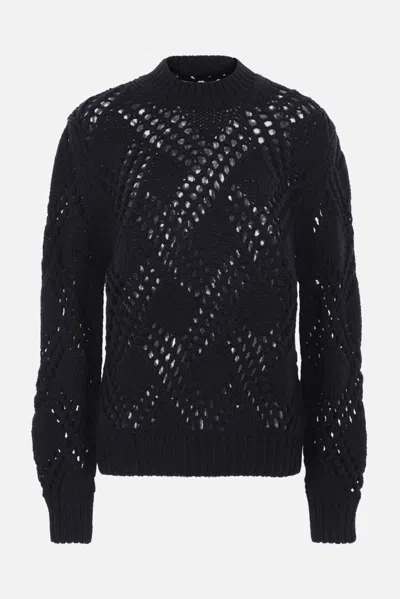 Jil Sander Geometric-pattern Knit Sweater In Blue