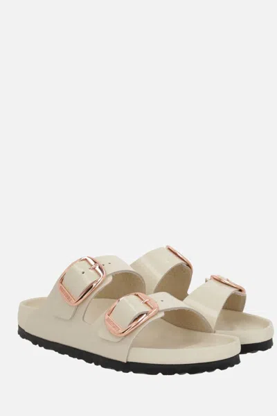 Birkenstock Arizona Big Buckle Patent Leather Slides In Multi