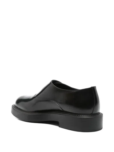 Emporio Armani Monk Shoes With Buckle And Block Heel In Black