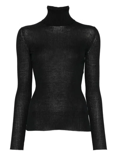 Mrz Ribbed Turtleneck Sweater In Black