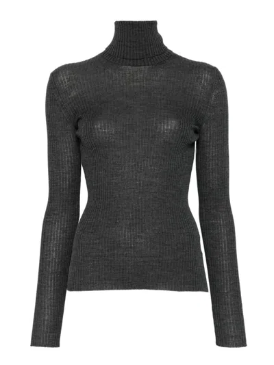 Mrz Ribbed Turtleneck Sweater In Black