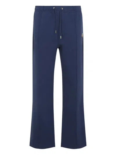 Casablanca Relaxed Fit Cotton Trousers With Drawstring Waistband In Blue