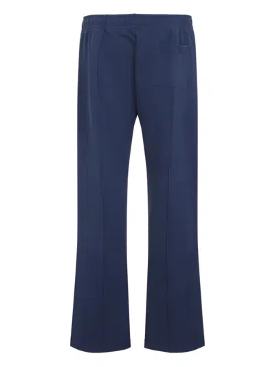 Casablanca Relaxed Fit Cotton Trousers With Drawstring Waistband In Blue