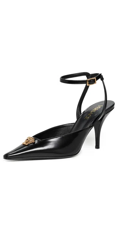 Versace Medusa Patent Calfskin Stiletto Pump In Black