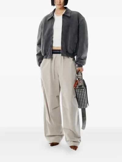Alexander Wang Wide Leg Pants Featuring Elastic Waistband In Gray