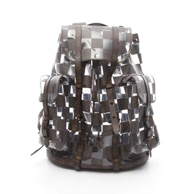 Pre-owned Louis Vuitton Brown Clear Pvc Coated Canvas Backpack ()