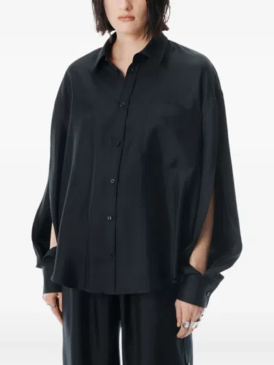 Alexander Wang Slashed Sleeved Shirt In Black