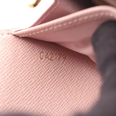 Pre-owned Louis Vuitton Brown Damier Canvas Pink Coated Canvas Long Wallet (bi-fold) ()