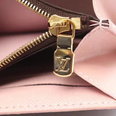 Pre-owned Louis Vuitton Brown Damier Canvas Pink Coated Canvas Long Wallet (bi-fold) ()