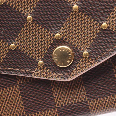 Pre-owned Louis Vuitton Brown Damier Canvas Pink Coated Canvas Long Wallet (bi-fold) ()
