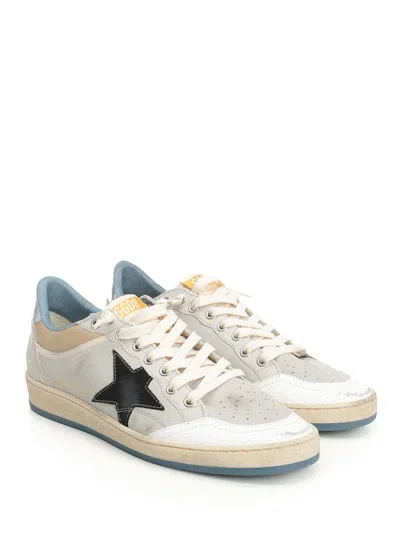 Golden Goose Ballstar Nabuk And Nylon Upper Crack Leather Toe Nylon Tongue Nabuk Star Laminated Heel Leather Spur In Gray