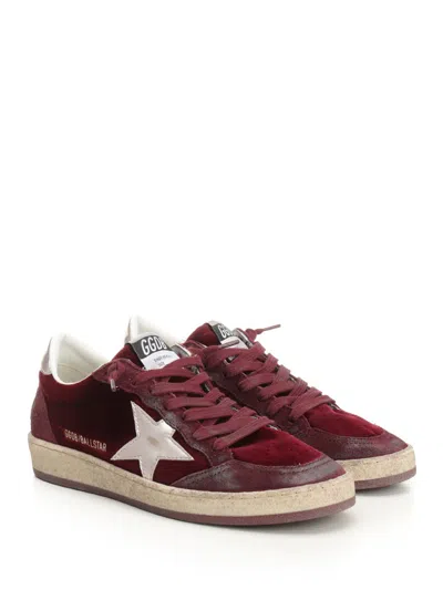 Golden Goose Ballstar Velvet Upper Suede Toe And Spur Laminated Star And Heel Sneakers Red