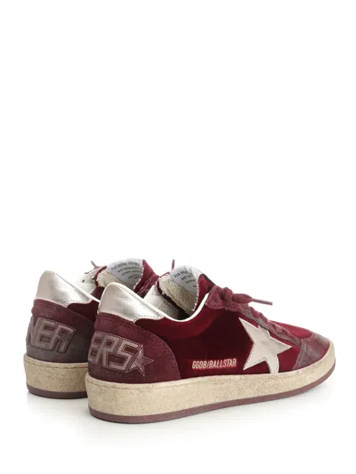 Golden Goose Ballstar Velvet Upper Suede Toe And Spur Laminated Star And Heel Sneakers Red