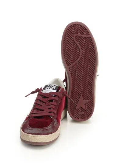 Golden Goose Ballstar Velvet Upper Suede Toe And Spur Laminated Star And Heel Sneakers Red