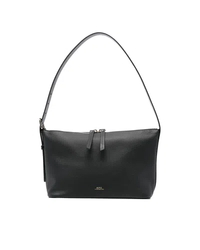 Apc Vera Textured Shoulder Bag With Adjustable Strap In Black