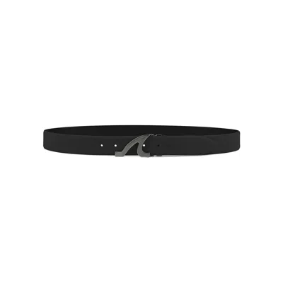 Paul & Shark Logo-buckle Leather Belt In Black