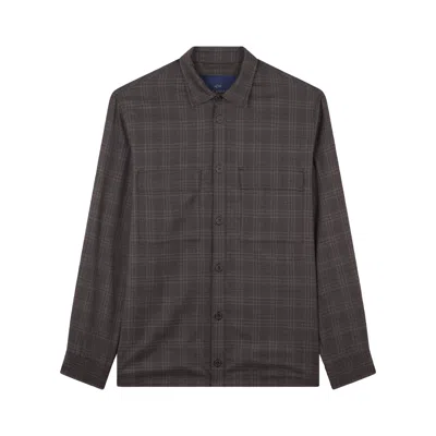 Paul & Shark Wool Overshirt With Checkered Pattern In Brown