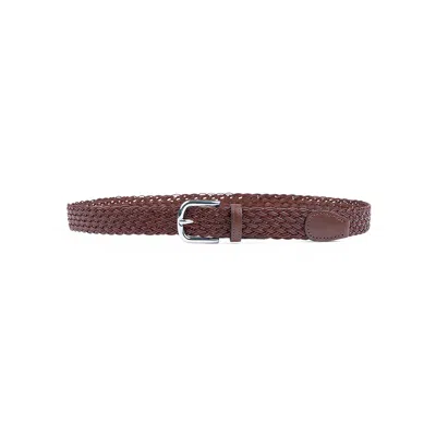 Paul & Shark Woven Leather Belt In Brown