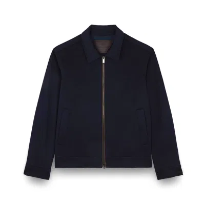 Paul & Shark Blouson In Cashmere Con Rifiniture In Pelle In Blue