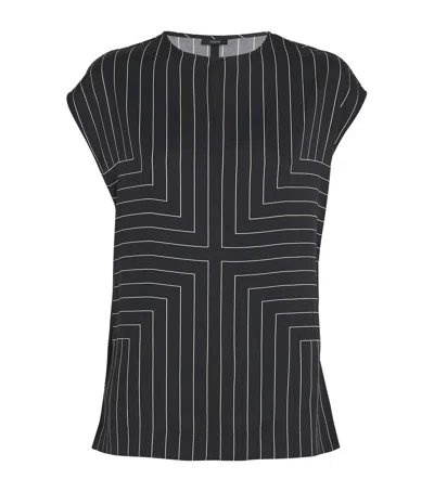 Joseph Sleeveless Geometric-striped Top In Black