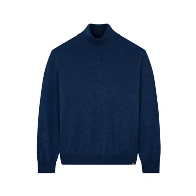 Paul & Shark Wool And Silk Turtleneck Sweater In Blue
