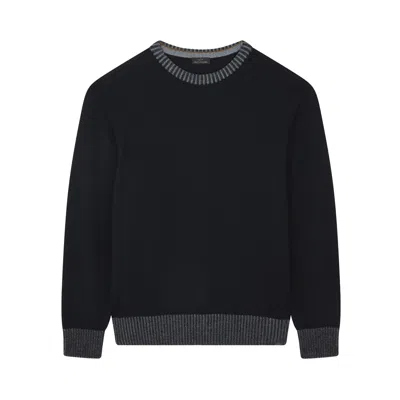 Paul & Shark Soft Cool Touch Wool Crewneck Sweater In Black