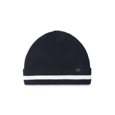 Paul & Shark Soft Cool Touch Wool Beanie In Black