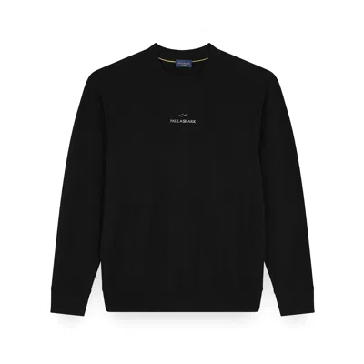 Paul & Shark X-soft Cotton Sweatshirt With Logo Print In Black