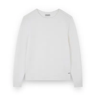 Paul & Shark Merino Extrafine Wool Crew Neck Sweater In White