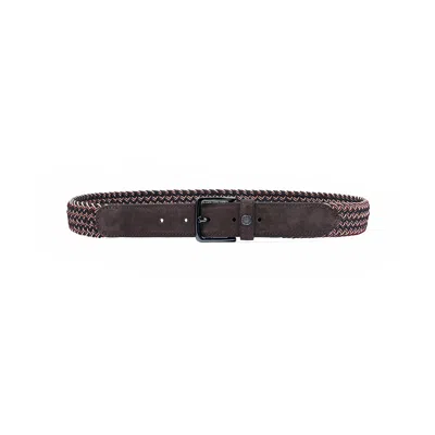 Paul & Shark Elastic Belt With Suede Trims In Brown