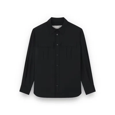 Paul & Shark Wool Flap-pocket Overshirt In Black