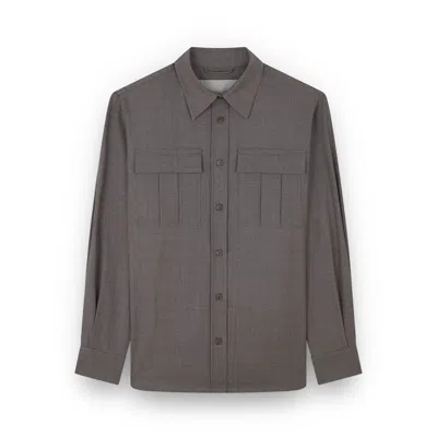 Paul & Shark Flap-pocket Wool Overshirt In Gray