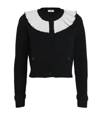 Sandro Womens Black Contrast-collar Button-down Knitted Cardigan In Black
