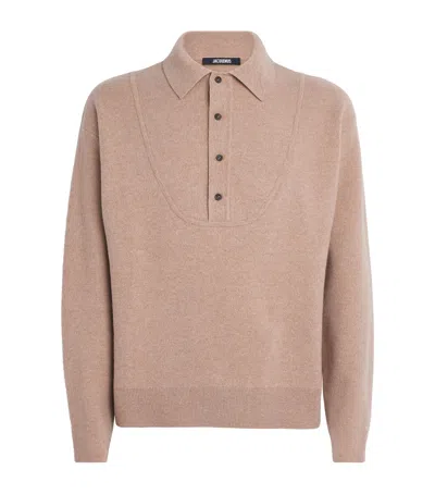Jacquemus La Maille Vareuse Pallone Wool And Cashmere-blend Sweater In Neutral