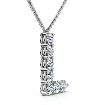 Pompeii3 1ct Diamond Initial "l" Pendant 14k Gold 18" Necklace Lab Grown 5/8" Tall In Metallic