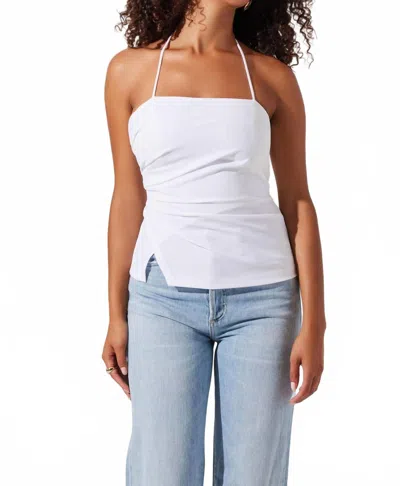 Astr The Label Mel Side Ruched Halter Top In White