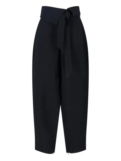 Attico Wrap-effect Belted Trousers In Black